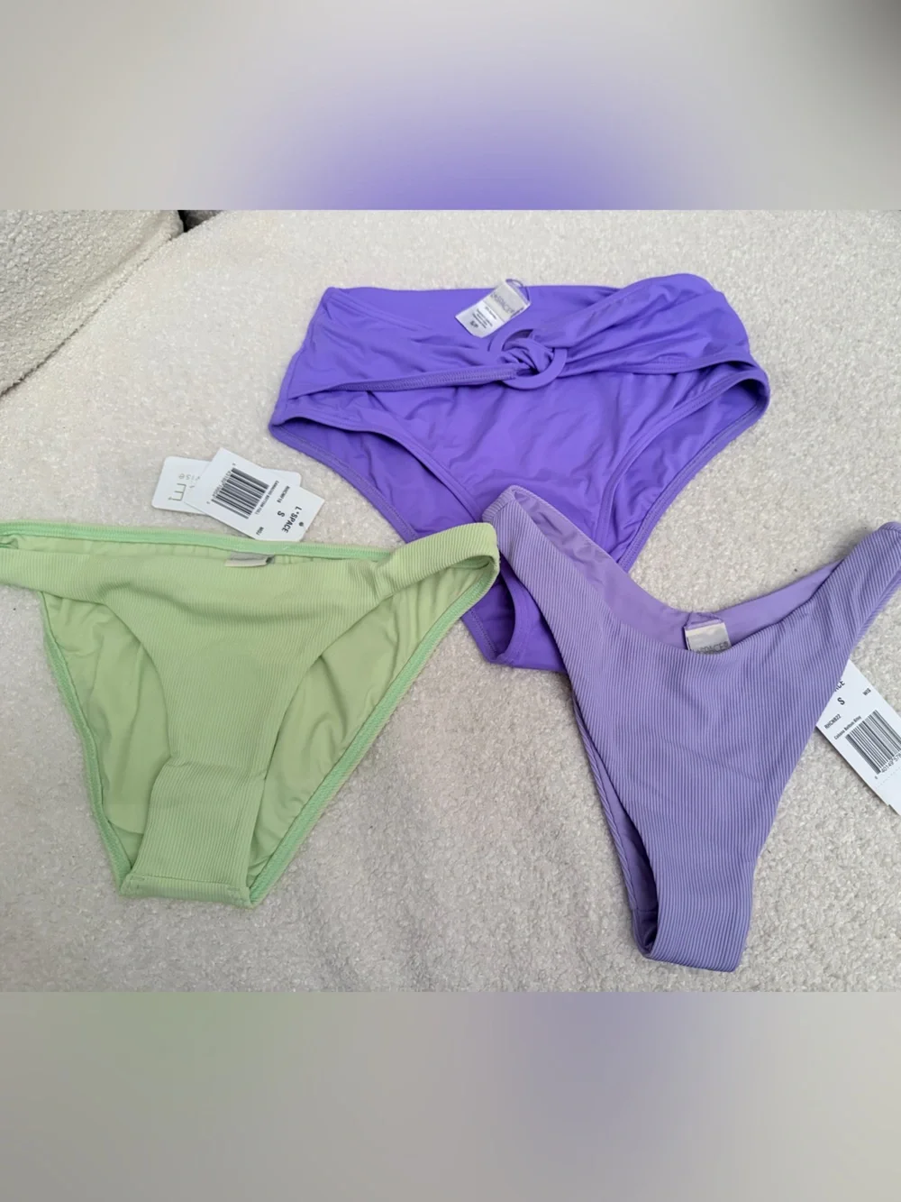 l*space Girls' Colorblock Swim Bottoms in Lime Green and Violet